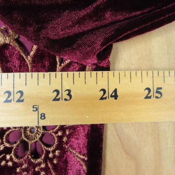 UMGEE Floral Lace Velvet Top Sz 1X Red Wine Blouse Smocked Raglan Sleeves NWT - Picture 11 of 12